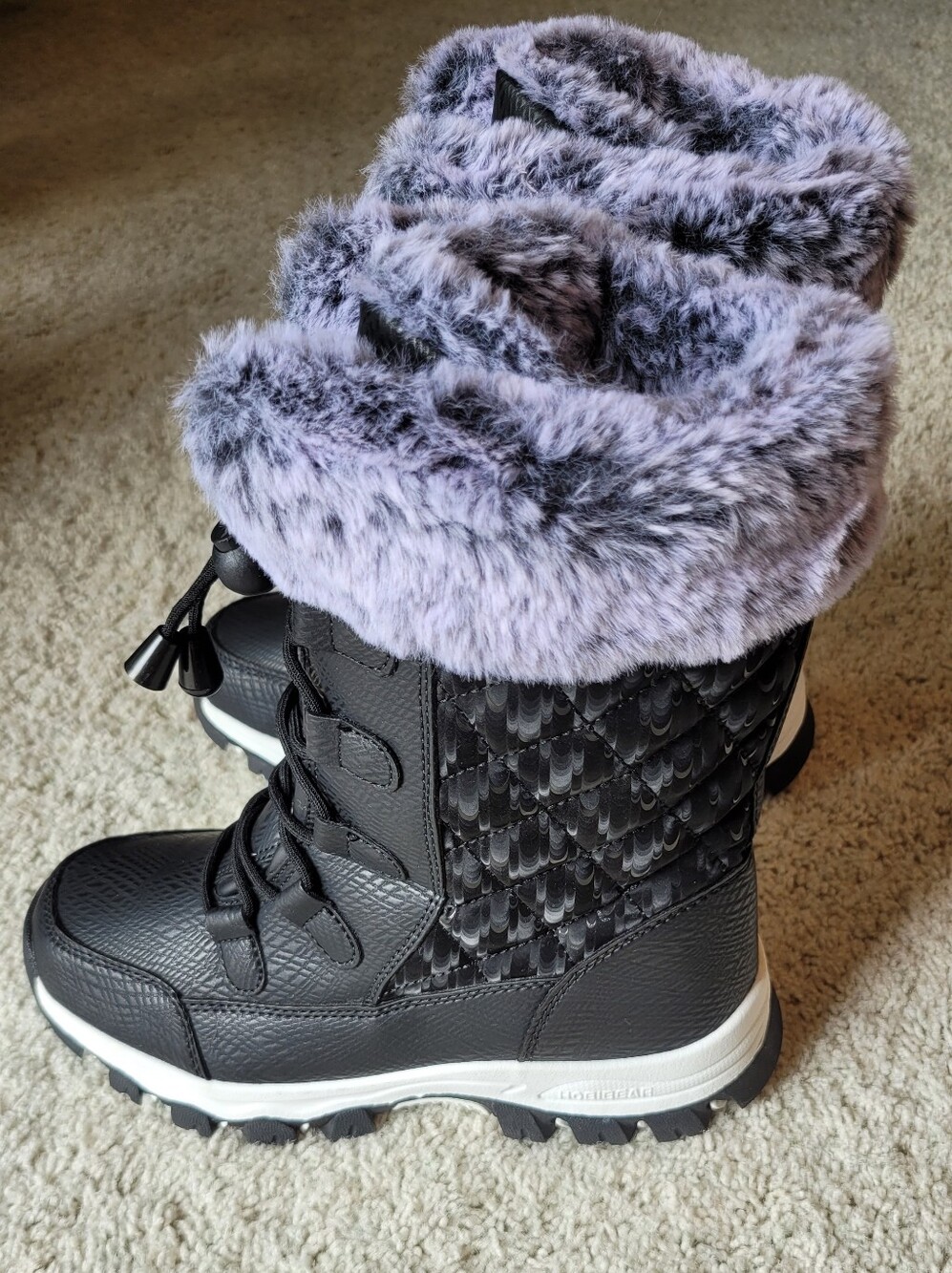 Pioneer Trail Snow  Boots From Hobibear black With Ice Blue Faux Fur  5 1/2 - Picture 2 of 6